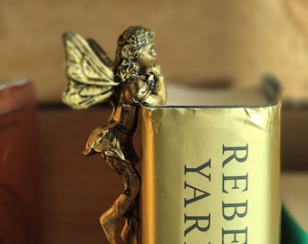 FAIRY BOOK ornament, fantasy fae bookend accessory, hardback bookshelf decor, Acotar inspired book merch, Bookcase art