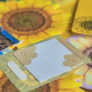 HAPPY MAIL envelope, Sunflower Art Print, Stickers, Scrapbook Journalling, Custom Note Pad, Letterbox Gift, Monthly Snail Mail Subscription