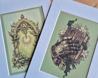 Lot de 2 tirages d'art CONTE DE FÉES - oeuvre d'art murale livre fantastique - livre magique et illustration gothique pour fenêtre - décoration d'étagère des amateurs de livres