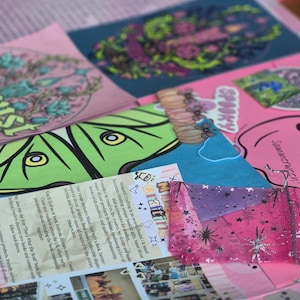 SNAIL MAIL book envelope, Summerween Theme Art | Fantasy Book Gift | Bookish Happy Mail | Colourful Sticker set | enamel metal brooch pin