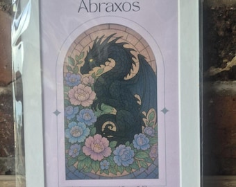 ABRAXOS DRAGON theme, Throne of Glass Inspired literary Art Print, fantasy book decor, pink and floral dragon