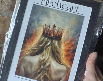 Fireheart Fantasy Book Print | Romantasy Wall Art | Booktok Reader Gift | Fantasy Reader Decor | Dragon Rider Inspired Poster