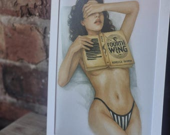 Art sur le thème de la QUATRIÈME AILE, impression d'art inspirée de la fantaisie de dragon, décoration de merchandising, accessoires d'étagère, art mural de bibliothèque à la maison, style pin-up