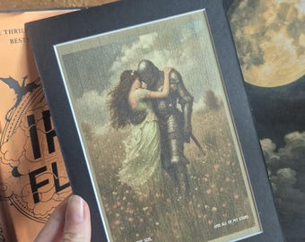 Conception médiévale d'amants de CHEVALIER, impression d'art classique de romance FANTASY, affiche inspirée de livre abordable, ennemis des amants