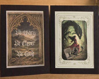 DARK FANTASY Art Print Set of 2 | One Dark Window Inspired Wall Art | Dark Academia Gothic Bookish Decor | Mounted Art Prints