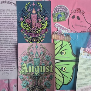 SNAIL MAIL book envelope, Summerween Theme Art | Fantasy Book Gift | Bookish Happy Mail | Colourful Sticker set | enamel metal brooch pin