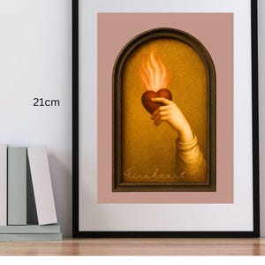Fantasy Bookish Wall Art | Fireheart Romantasy Print | Gothic Reader Gift | Medieval Fantasy Decor | Bookshelf Art