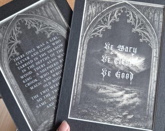 Art mural livresques GOTHIC FANTASY | Horror Reader téléchargement numérique, une fenêtre sombre inspiré Art lot de 2 impressions