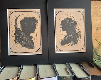 Fantasy Fae Art Print Set of 2 | ACOTAR Inspired Wall Art | Rhysand Feyre Style Prints | Romantasy Bookish Decor | Fantasy Book Lover Gift