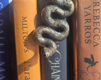 SNAKE Fantasy BOOK Ornament: Gothic Bookshelf Decor | rustic gold effect | magical serpent inspired bookend | villains theme book art