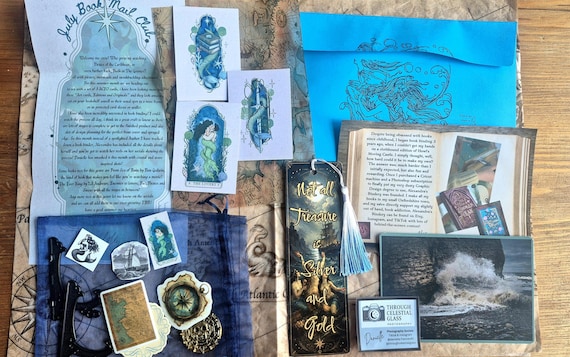 July SNAIL MAIL Club, Pirates & Sirens Theme, Monthly Book Subscription, Gift for Readers, Fantasy Book Club, Sea theme ACEO Cards