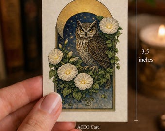 Set of 6 Fantasy ACEO Cards, Gothic Fairytale Mini Art Print Collection, Owl Dragon Rabbit Fairy Gargoyle Serpent, Fantasy Collector Cards