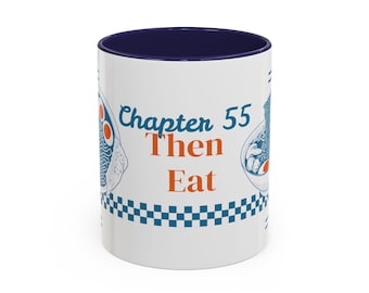 Mug Chapter 55 Then Eat – Cadeau fantastique pour amateur de lecture – Mug nouilles ramen – Tasse humour livresque – Cadeau lecteur – Poterie pour une lecture confortable