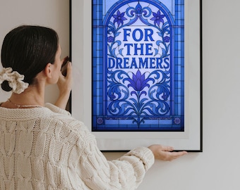 Glasfenster DIGITAL DOWNLOAD - Für die Träumer Design, Blaues Bücherregal Dekor, ACOTAR Buchkunst