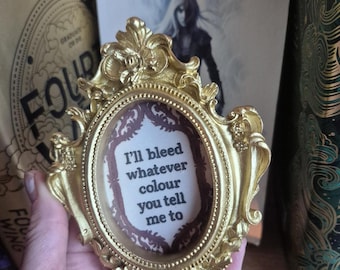 THRONE of GLASS book inspired ornate frame, novelty bookend, hardback bookshelf decor, Dorian book merch, rustic gold finish