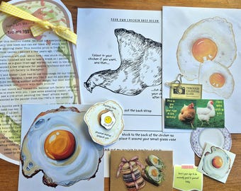 Art MAIL CLUB - Oeuf d'avril édition gourmande | Impression A5, autocollants, fournitures de scrapbooking, boîte mensuelle | enveloppe de cadeaux