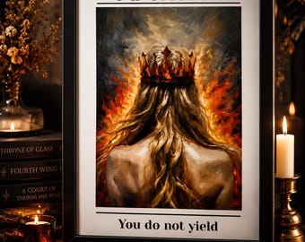 Fireheart Fantasy Book Print | Romantasy Wall Art | Booktok Reader Gift | Fantasy Reader Decor | Throne of Glass Inspired Poster