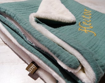 Couverture bébé personnalisée douce chaude Couverture bébé brodée  Baby shower Couverture double gaze Plaid personnalisé Cadeau naissance