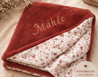 Couverture bébé personnalisée Couverture bébé brodée Baby shower Couverture bébé 100 % gaze de coton Plaid bébé personnalisé Cadeau naissanc
