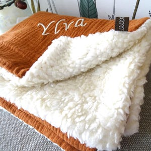 Gepersonaliseerde babydeken Geborduurde babywinterdeken Dubbele gaas babydeken Gepersonaliseerde babydeken Geboortecadeau