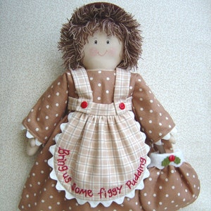 Modello di cucito. Bambola di Natale Little Miss Figgy Pudding di Country Folk di Brenda Walker - Modello di carta a grandezza naturale per bambola di pezza