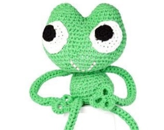 Hoooked Crochet Craft Kit Maxigurumi Frog Lizzy & pattern with Bamboo crochet hook, instructions Milano Eco RibbonXL Yarn Green amigurumi