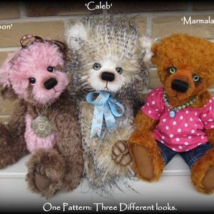 Sewing Pattern Traditional Teddy Bear One pattern for different 3 bears. Cotter Pin Jointed Mohair  (40cm 16" tall) & instruction booklet