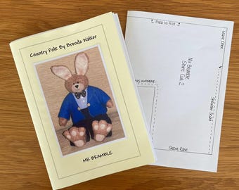 Toy Bunny Rabbit Sewing Pattern - full sized paper pattern & instructions for Mr Bramble teddy bear bunny and clothes from Country Folk