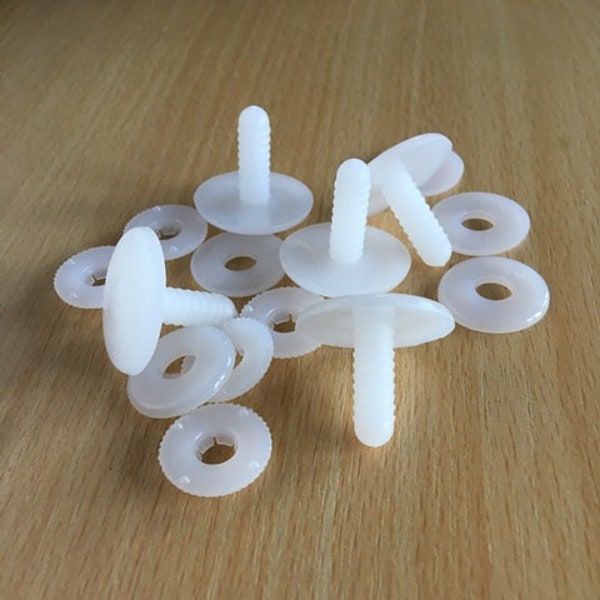 Articulations de sécurité Ours en peluche, poupées, jouets en plastique - EN71-3 REACH - tailles 16 mm, 20 mm, 25 mm, 35 mm, 45 mm, 55 mm et 65 mm - différentes tailles par emballage