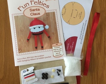 Sewing Pattern or Kit for Christmas Tree decorations Santa, Rudolph, Robbie Robin,  Alfie the Elf.  Kit contains all materials Thanksgiving