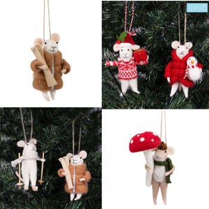 Needle Felting Mice Kits from Trimits three cute mouse designs with everything you need to felt fall Autumn  & Christmas festive decorations