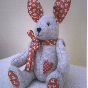 Sewing Pattern for Jointed Toy Bunny Rabbit with full size paper pattern & instructions - Felt Penny Patch from Brenda Walker - Country Folk