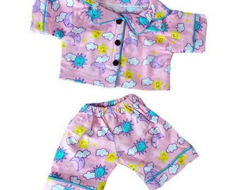 Pyjamas for teddy bears - clothes for teddies and stuffed toys 16" / 40cm PJ's Pink & Blue - doll clothes