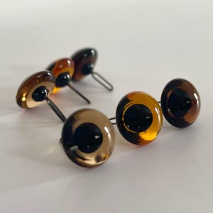 Glass Eyes Topaz Medium, Light & Dark Smoked British Made Gloss Quality Straight Loop Sizes 4mm - 16mm Traditional Artist Vintage Teddy Bear