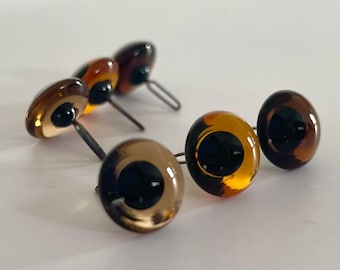 Glasaugen Topaz Medium, Hell & Dunkel geräuchert British Made Gloss Qualität Gerade Schleife Größen 4 mm - 16 mm Traditionelle Künstler Vintage Teddybär