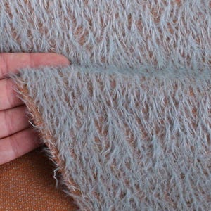 Mohair Teddy Bear Fabric Helmbold Blue on Tan 12mm Sparse traditional bear making & vintage repairs German 1/4m 1/8m + 1/6m and sample sizes