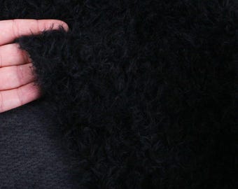 Mohair Fabric 23mm Dense German Helmbold Scruffy Black traditional teddy bear making & vintage bear repairs 1/4m 1/8m 1/6m sizes Top Quality