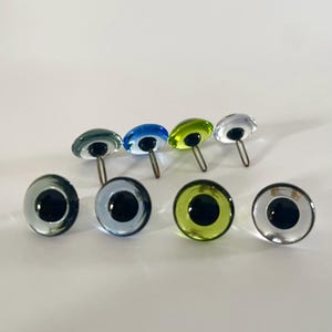 Glass Eyes Gloss Coloured British Pairs of Top quality, straight loop - 6mm 8mm 10mm 12mm for Artist Teddy Bears, Art Dolls, Needle Felting