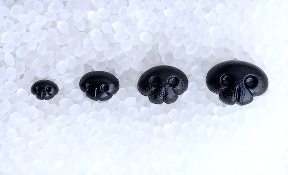 Toy Safety Noses Dog Teddy Bear 8mm, 12mm, 15mm, 18mm, 20mm & 30mm Black EN71-3 REACH cert plastic backs Nose in packs of 1, 5, 10, 20 - 40
