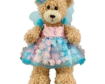 Teddybärkleid – Kleidung für Teddys, Puppen und Stofftiere, 40 cm (16 Zoll) Aurora-Feenkleid mit Flügeln, Teddy Mountain „Baue deinen Bären“-Outfit