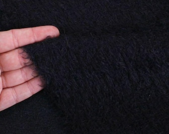Helmbold Mohair Teddybär Stoff Schwarz 12 mm Sparse mit leichter Welle für traditionelle Teddybärherstellung & vintage Reparaturen