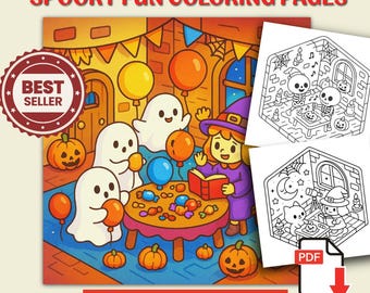 Kawaii Halloween – PDF Coloring Book for Kids | 30 Cute Printable Coloring Pages | Ages 4-10 | Digital Halloween Activities