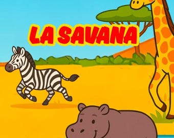 Coloring book with savannah animals