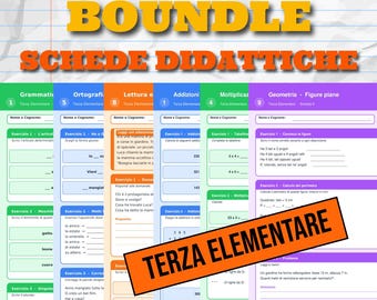 Italian + Math Bundle – Third Grade | 20 Worksheets | Print at Home | Instant PDF