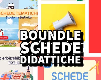 Bundle of 4 educational booklets for children | Thematic worksheets + Italian, Math, and English | Printable PDFs for elementary and preschool