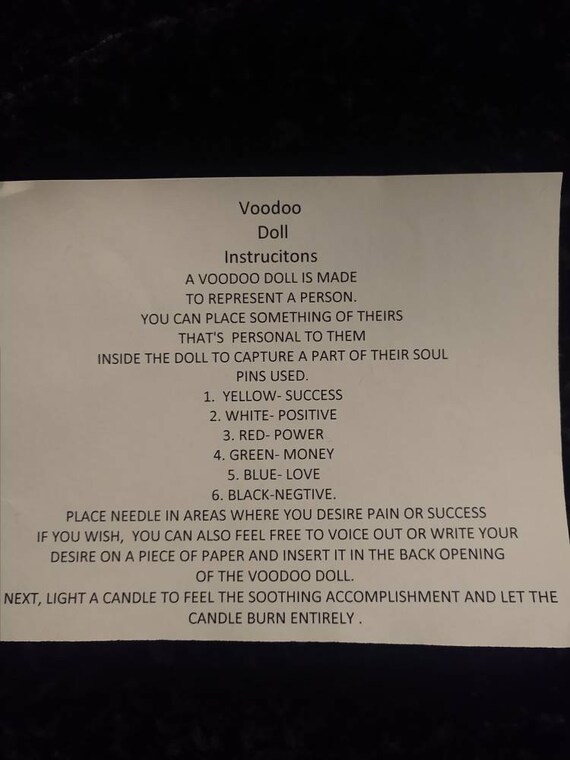 With instructions and pins for your convenience Customize your own Voodoo Doll