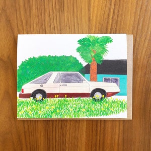 Cartão de felicitações de carro de verão