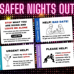 Juego de tarjetas de empoderamiento: Salidas nocturnas más seguras, dando voz a las mujeres