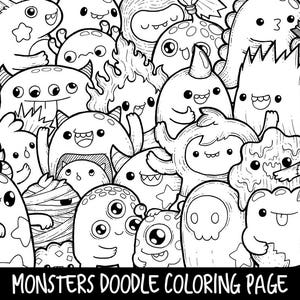 Download Plants Doodle Coloring Page Printable Cute Kawaii Coloring Etsy