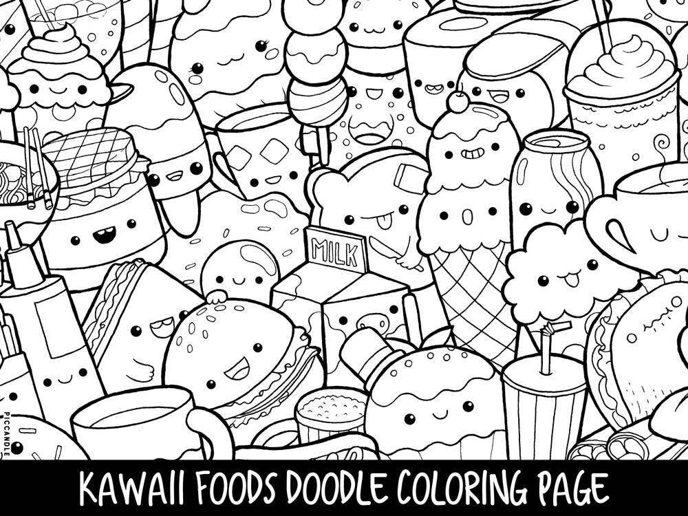 Download Foods Doodle Coloring Page Printable Cute/Kawaii Coloring ...